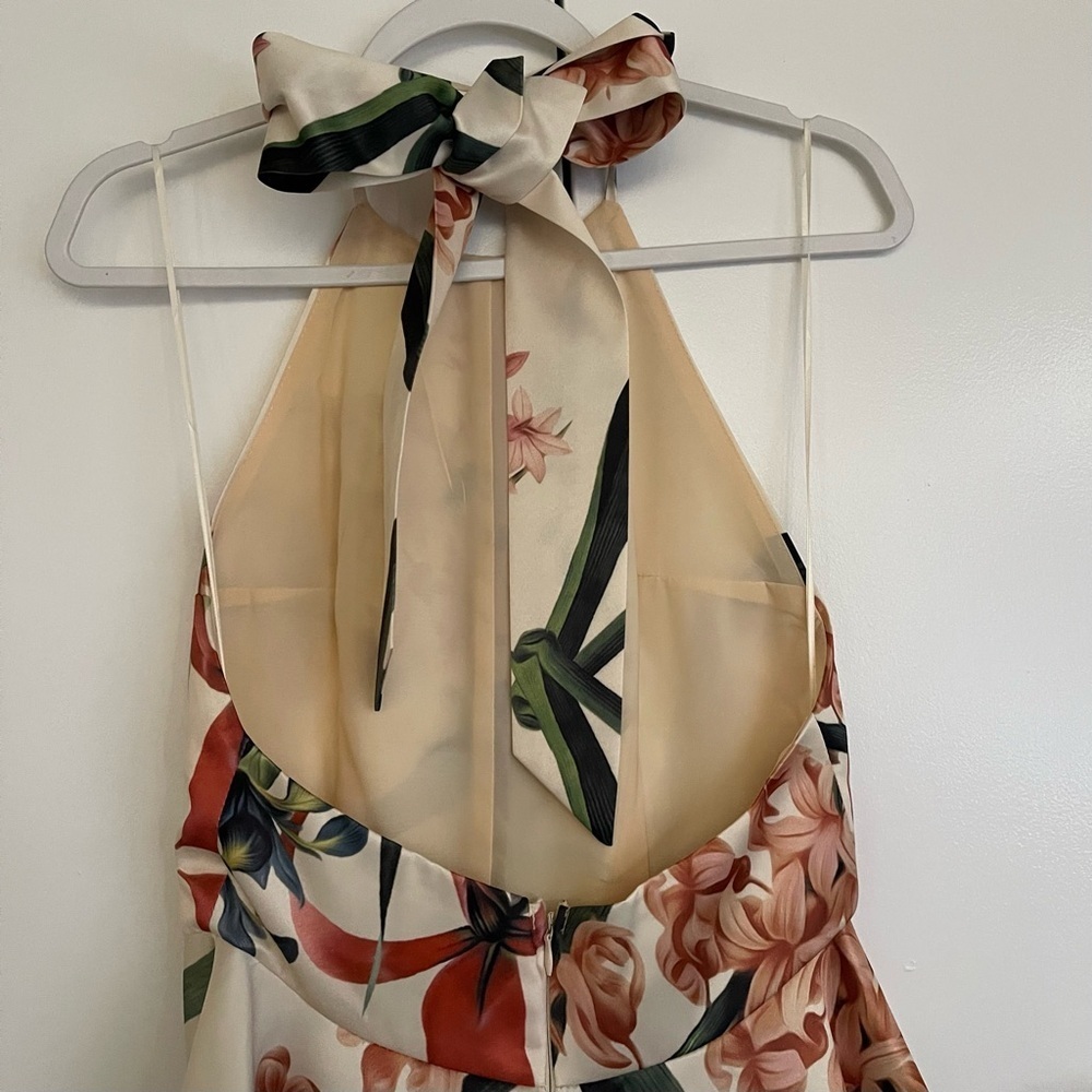 NWOT LULUS  Sunny Centerpiece Cream Floral Print Skater Dress - Picture 6 of 9